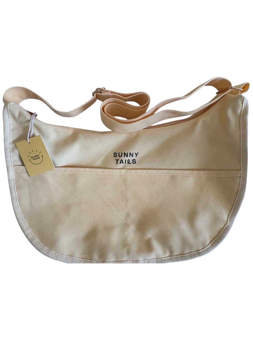 Sunny Tails Canvas Crossbody Bag Yellow Adjustable Strap Minimalist NEW - Picture 2 of 7